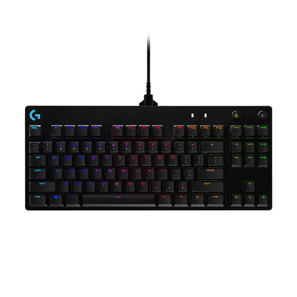 Logitech G PRO Mechanical Gaming Keyboard Ultra Portable Tenkeyless Design Detachable Micro USB Cable 16.8 Million Color LIGHTSYNC RGB Backlit Keys